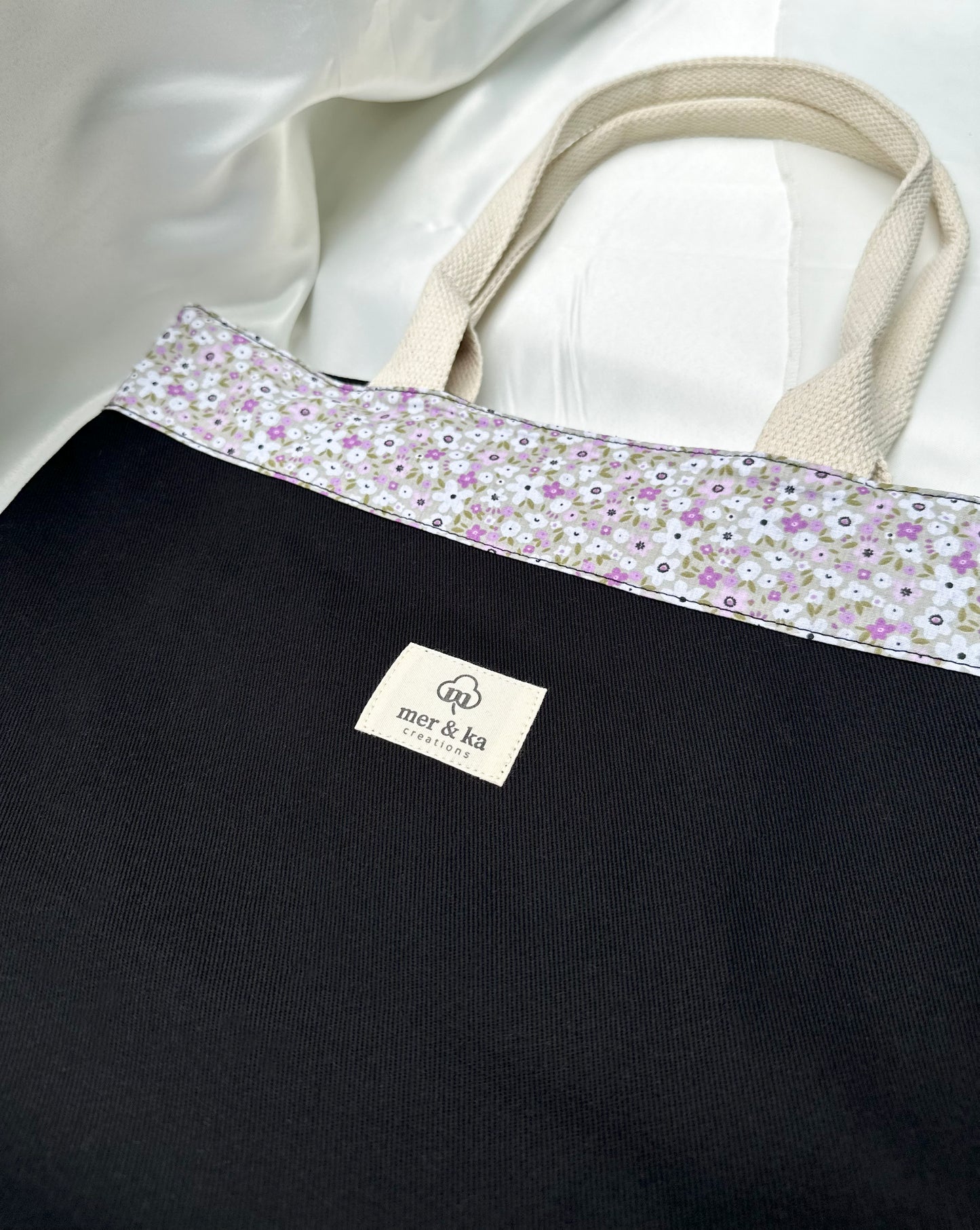 Black Floral Tote Bag